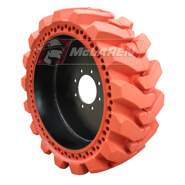 Jeu de pneus pleins souples avec jantes - Nu-Air XDT™ Orange pour John deere 320 (11.25" Pneu, 830 mm Diamètre Extérieur)