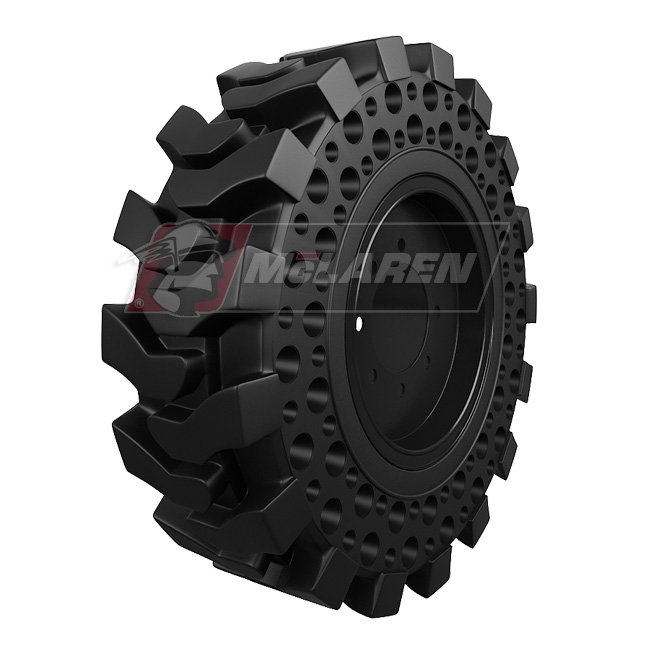 Jeu de pneus pleins souples avec jantes - Nu-Air Dirt Terrain DT pour Gehl 4625 (8" Pneu, 767 mm Diamètre Extérieur)