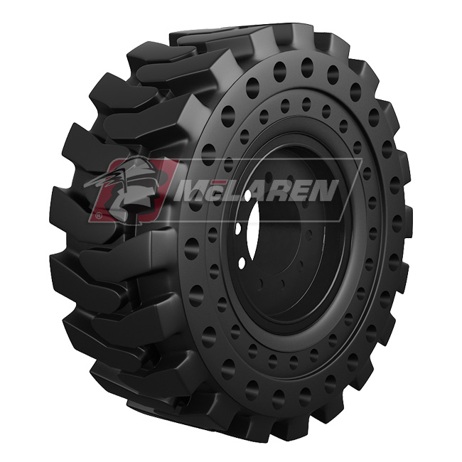 Jeu de pneus pleins souples avec jantes - Nu-Air Dirt Terrain DT pour John deere 310K (REAR, 17.5-25)