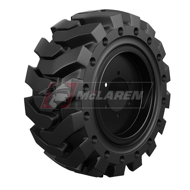 Jeu de pneus pleins souples avec jantes - Nu-Air Dirt Terrain DT pour Bobcat 463 (6" Pneu, 570 mm Diamètre Extérieur)
